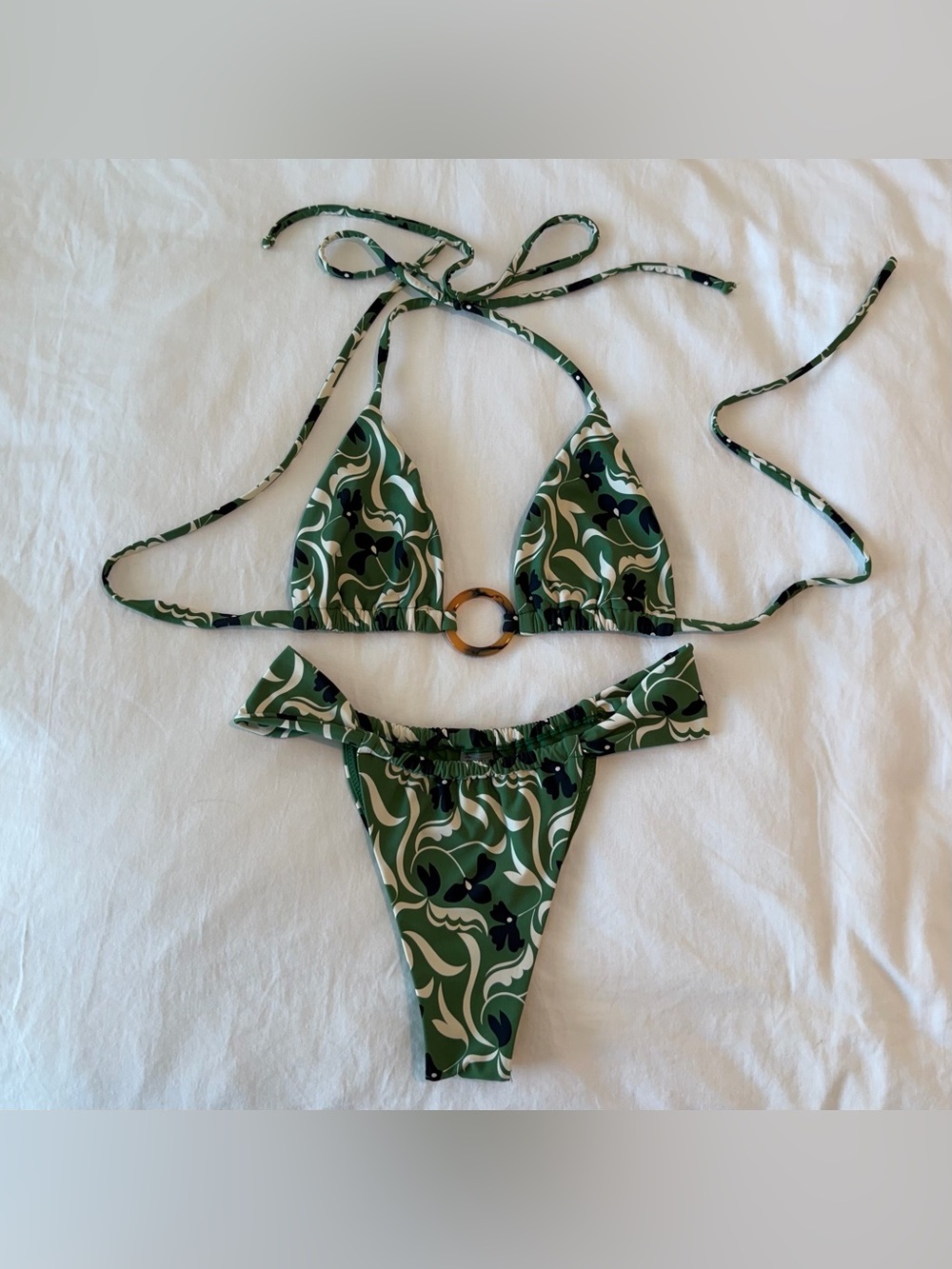 Montce x Jasmine Tookes green floral bikini size M excellent condition like new
